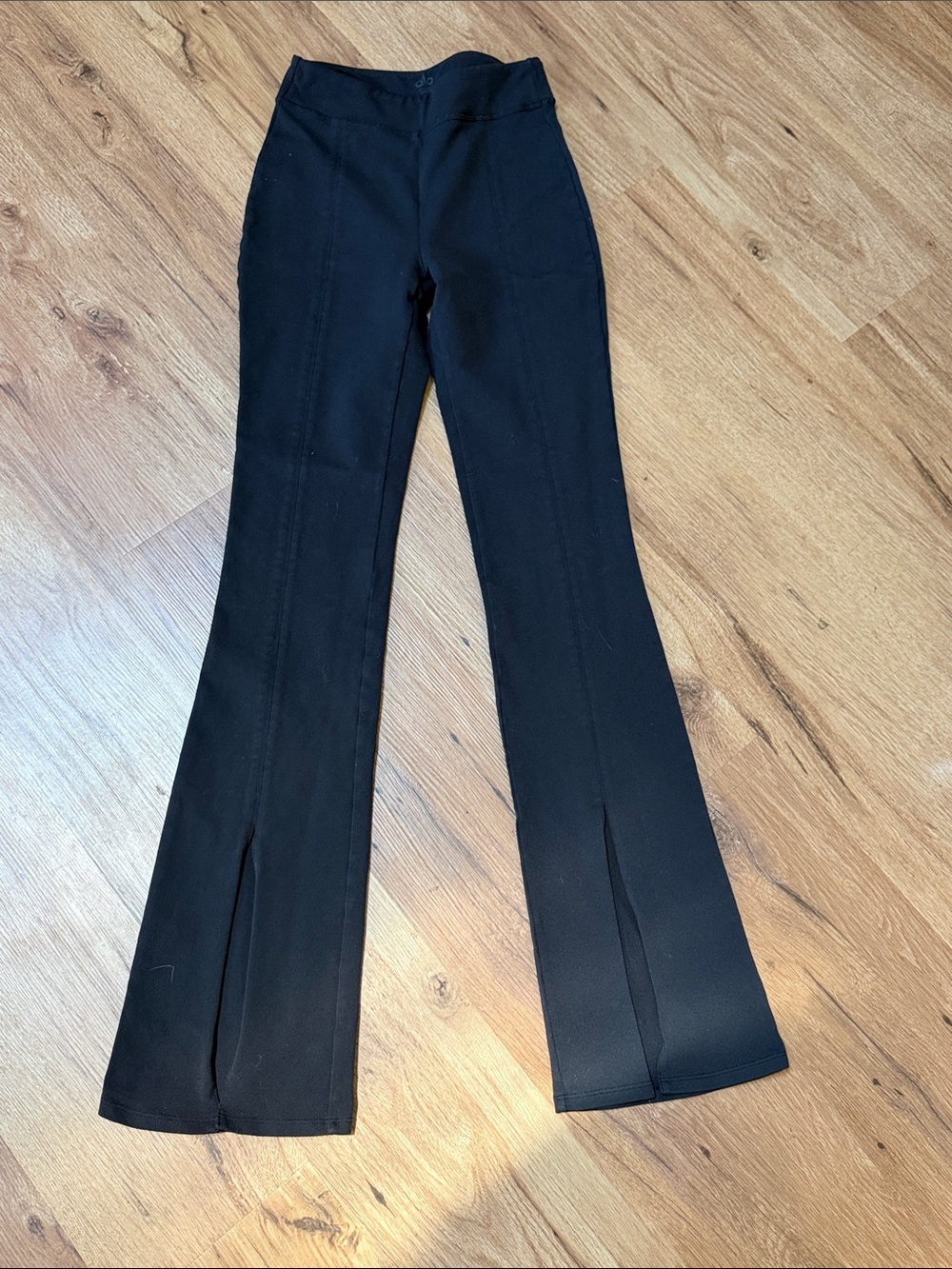 ALO Yoga Black Flared Split-Hem Pants, size S